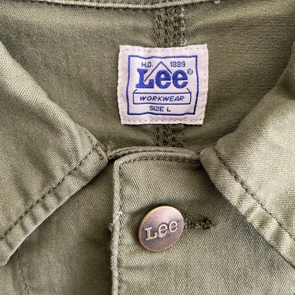 Lee Workwear Shirt Dress Womens L Olive Green Short‎ Sleeve Button Front Pockets